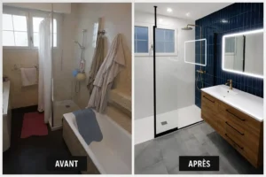 Rénovation de salle de bain réalisée par GHS à Kervignac